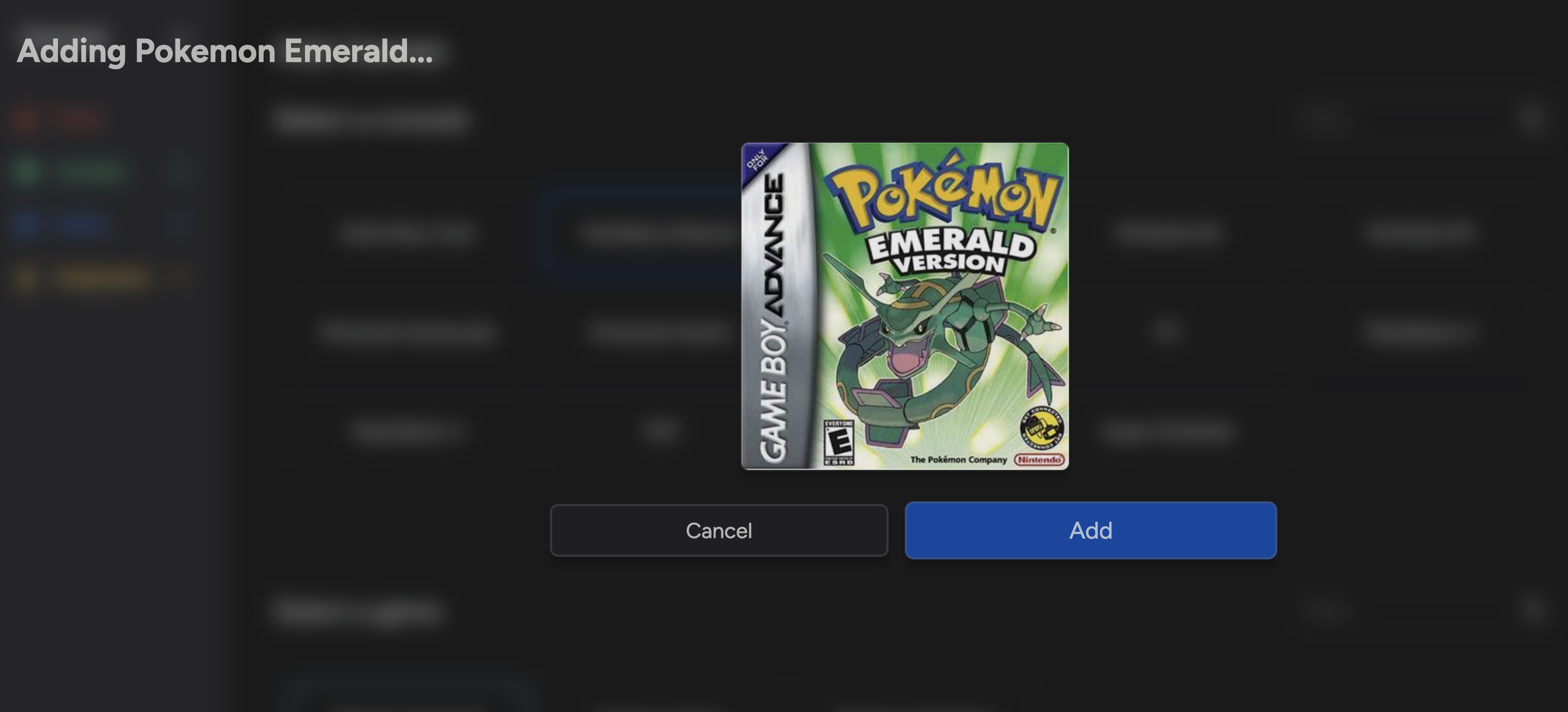 Add Game Selected
