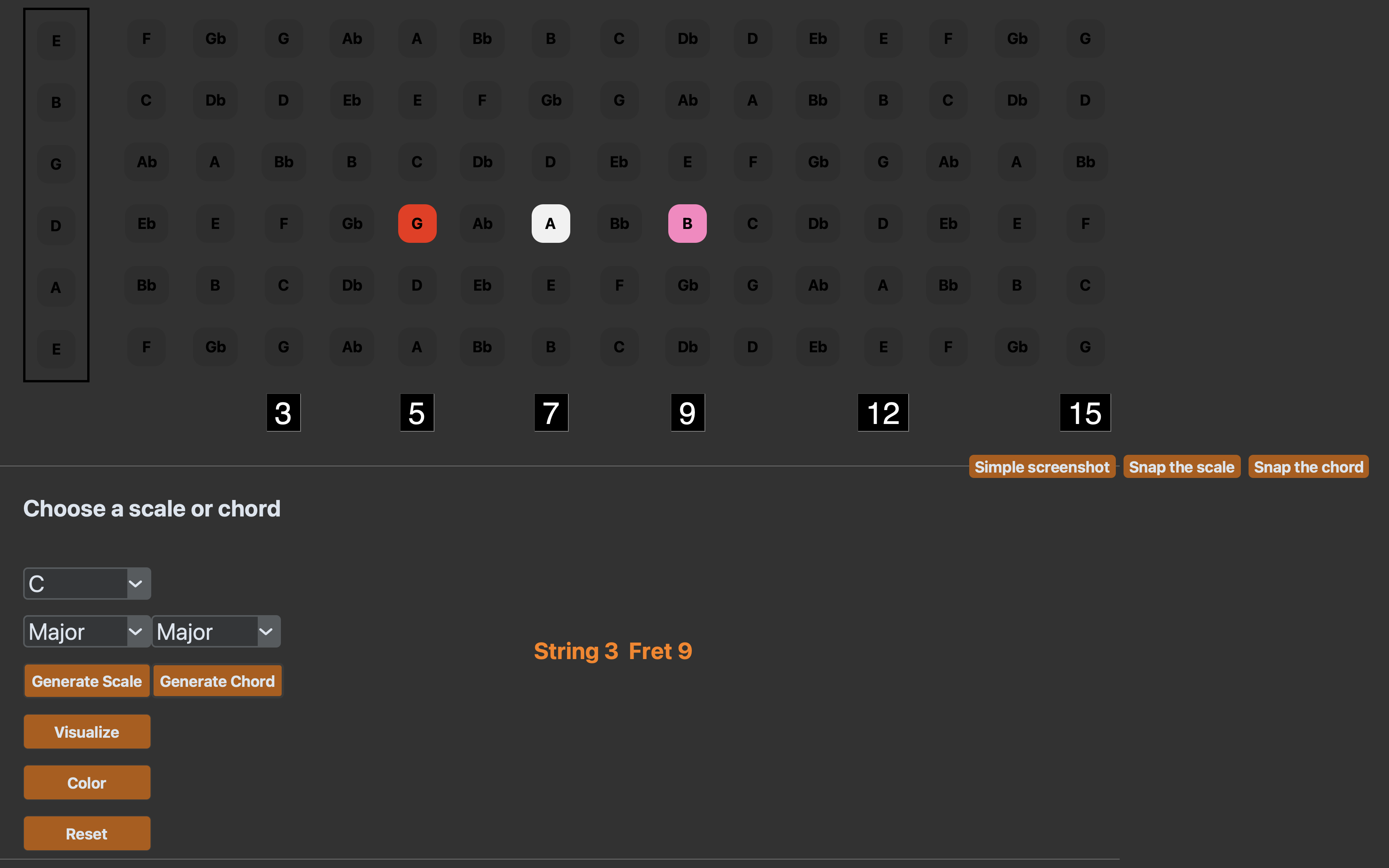 Color the fretboard